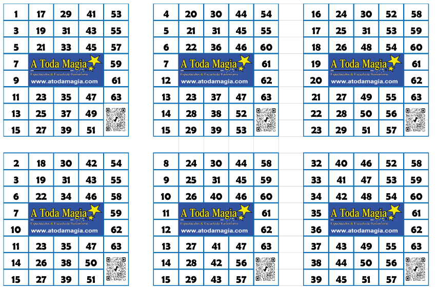 Cartón mágico bingo